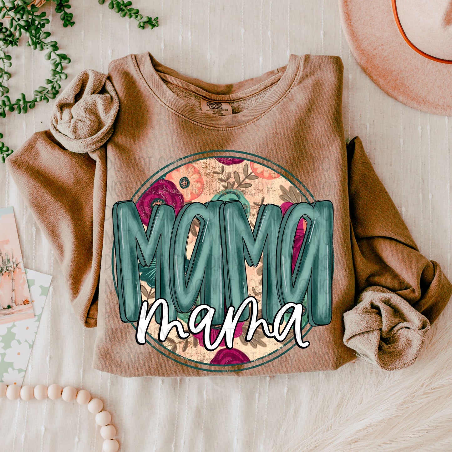 Mama Dark Floral Circle DTF Transfer