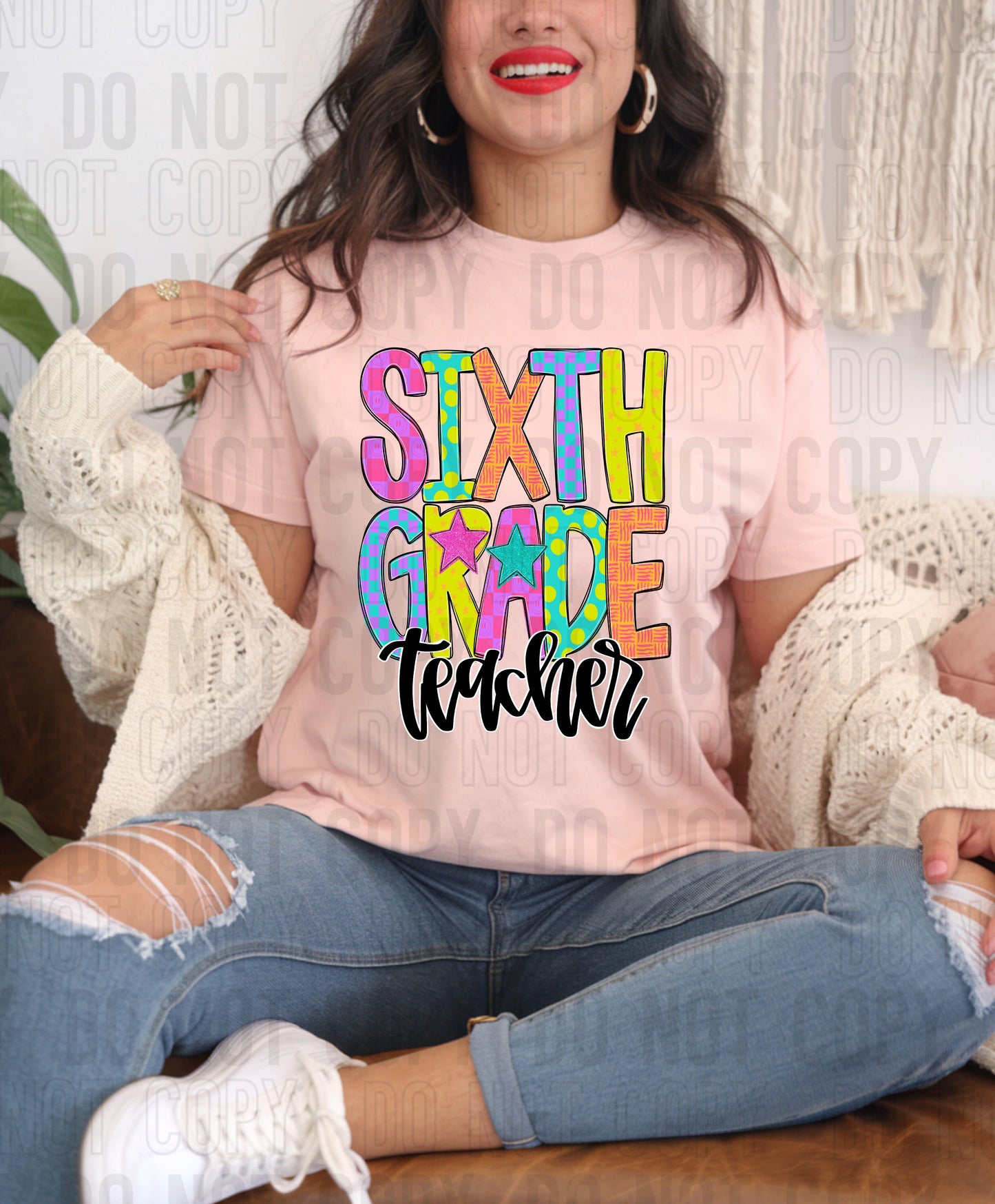 Sixth Grade Teacher Preppy School DTF Transfer