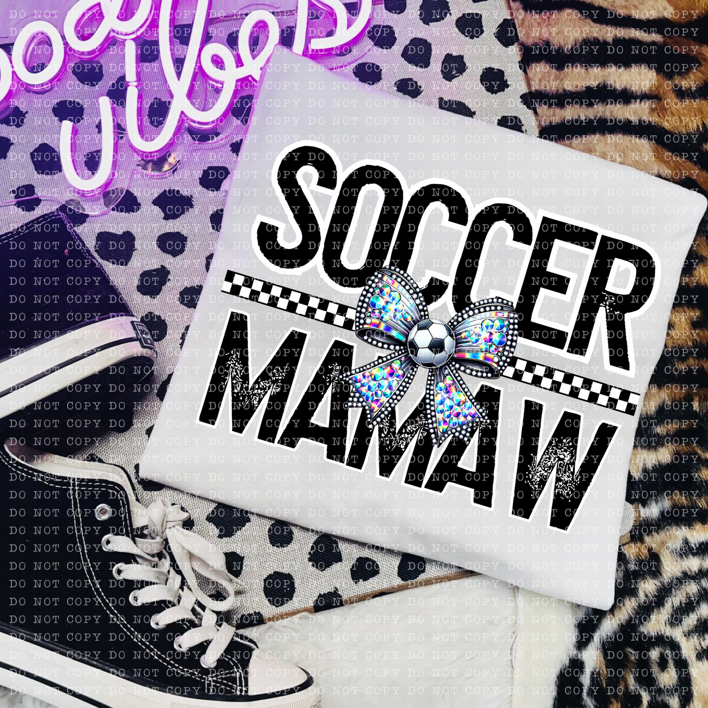 Soccer Mamaw Rhinestone Bow DTF Transfer