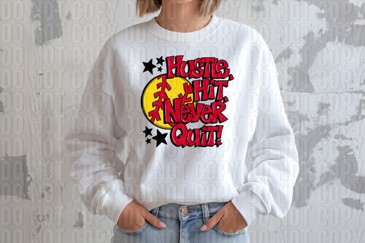 Hustle Hit Softball Red DTF Transfer