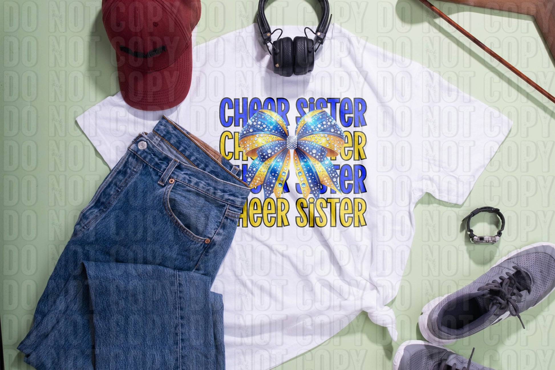 Cheer Sister Royal Blue Yellow DTF Transfer