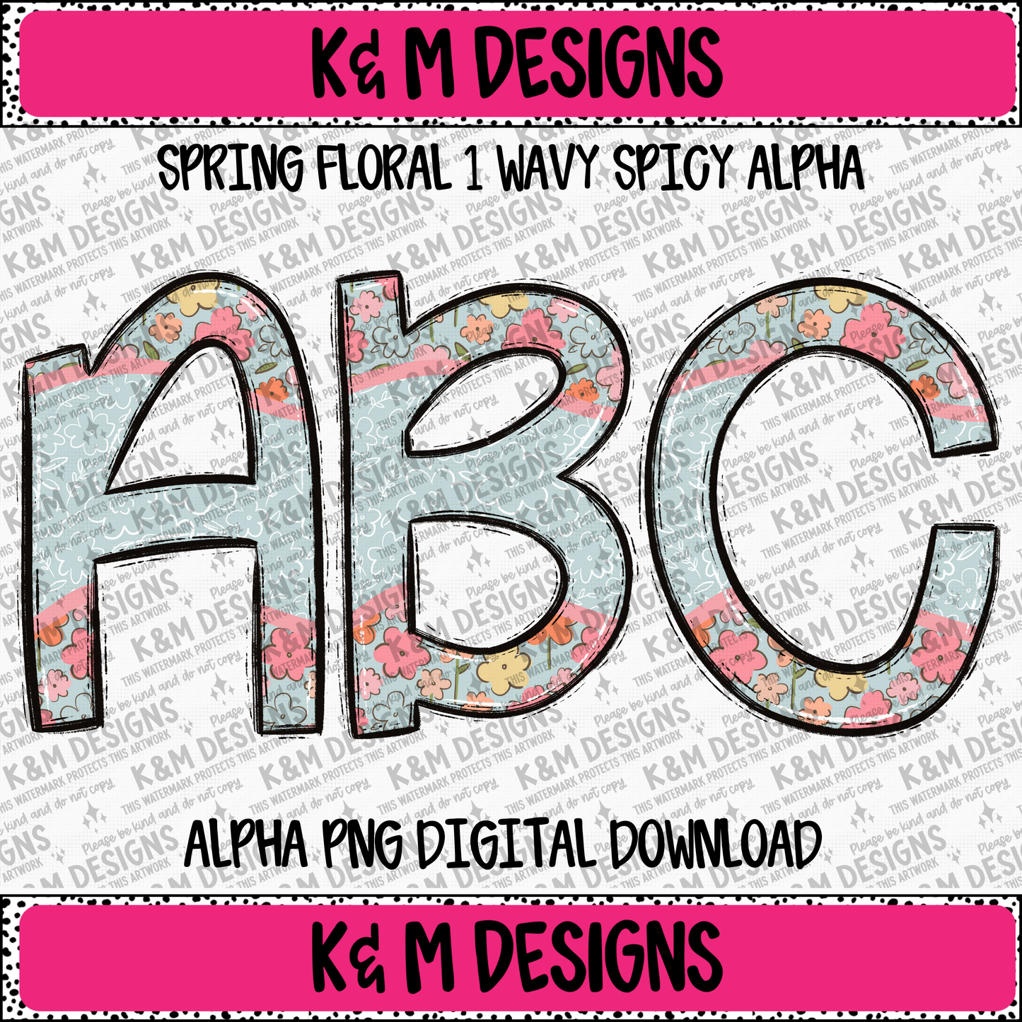 Spring Floral 1 Wavy Spicy Alpha PNG Set Digital Download