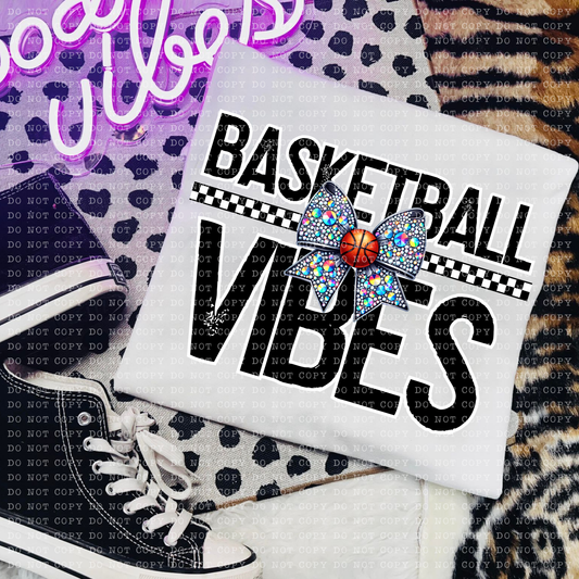 Basketball Vibes Rhinestone Bow DTF Transfer