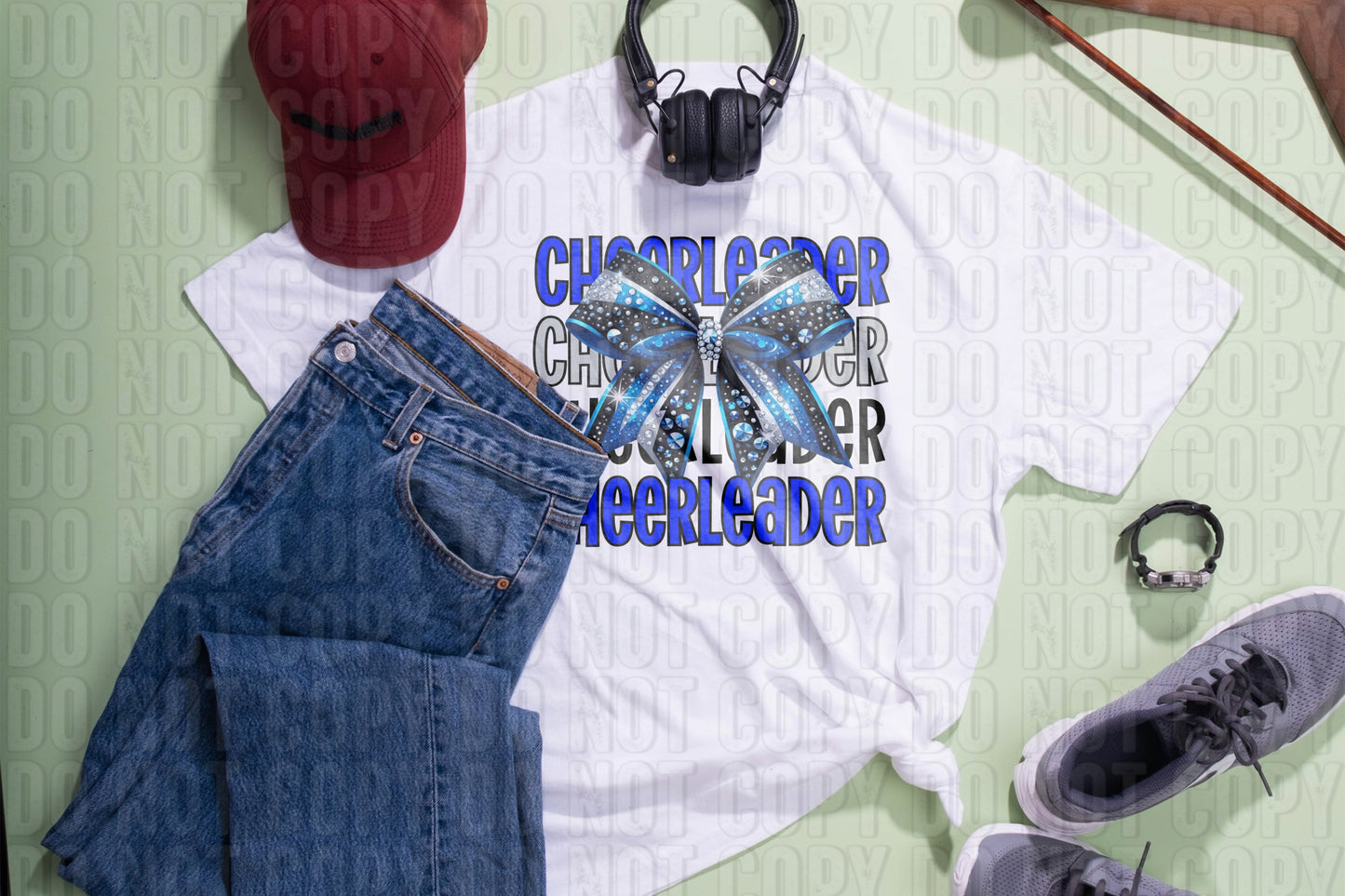 Cheer Leader Royal Blue Black DTF Transfer