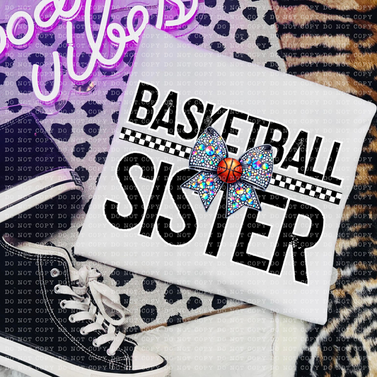 Basketball Sister Rhinestone Bow DTF Transfer