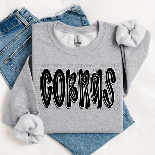 Cobras Retro Doodle DTF Transfer