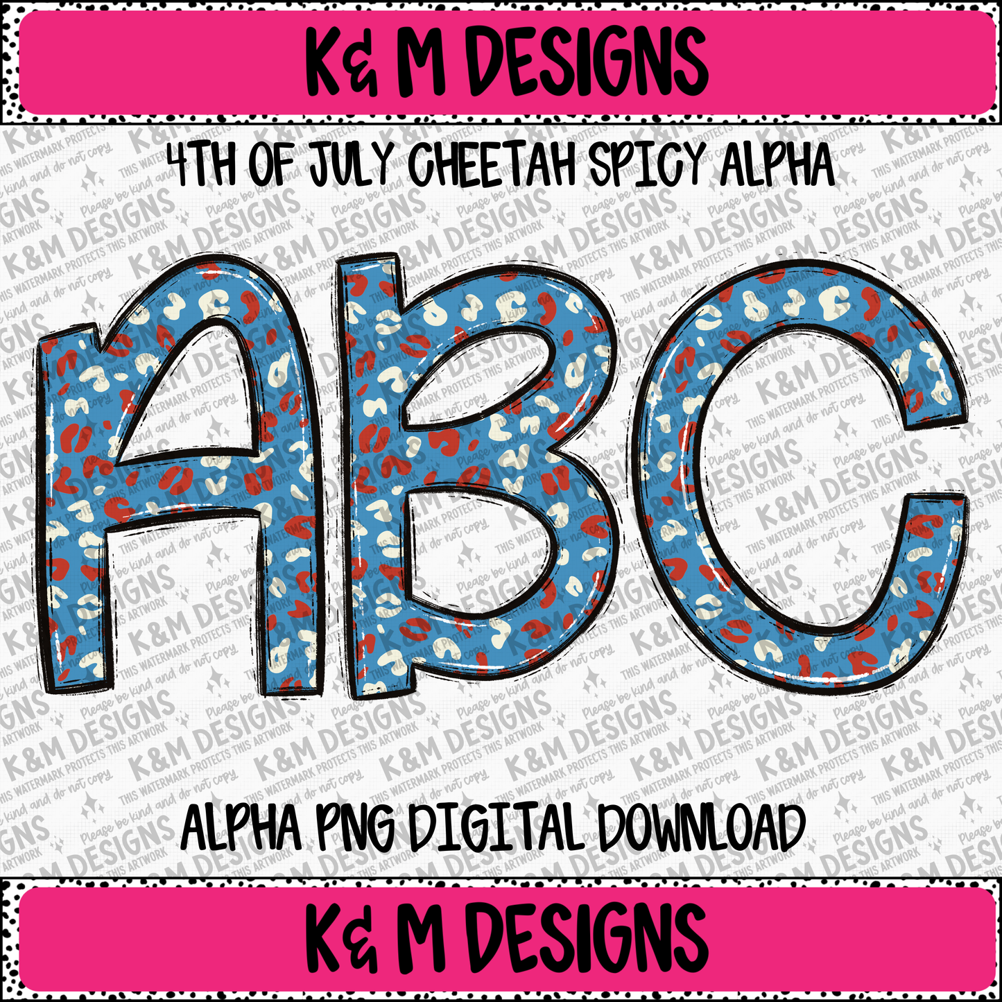 4th July Cheetah Spicy Alpha PNG Set Digital Download