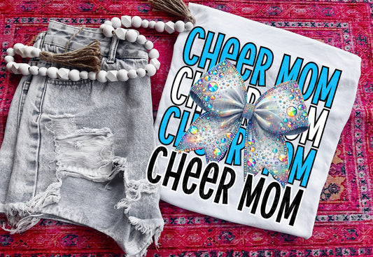Cheer Mom Columbia Blue Bow DTF Transfer