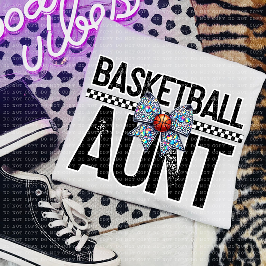 Basketball Aunt Rhinestone Bow DTF Transfer