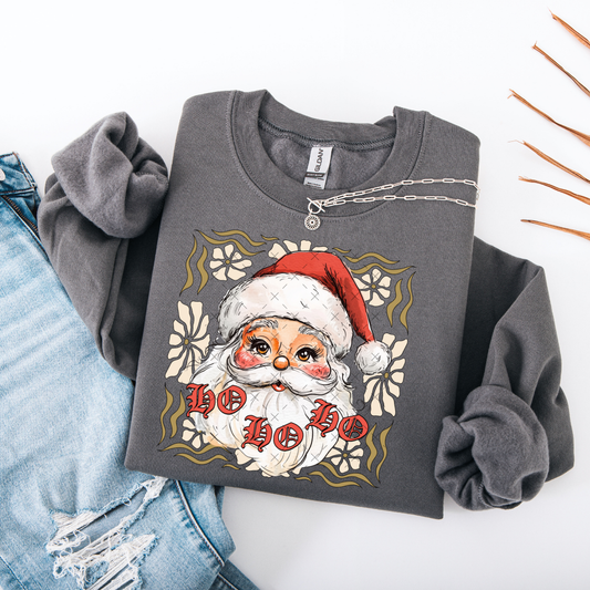 Ho Ho Ho Floral Santa Frame DTF Transfer