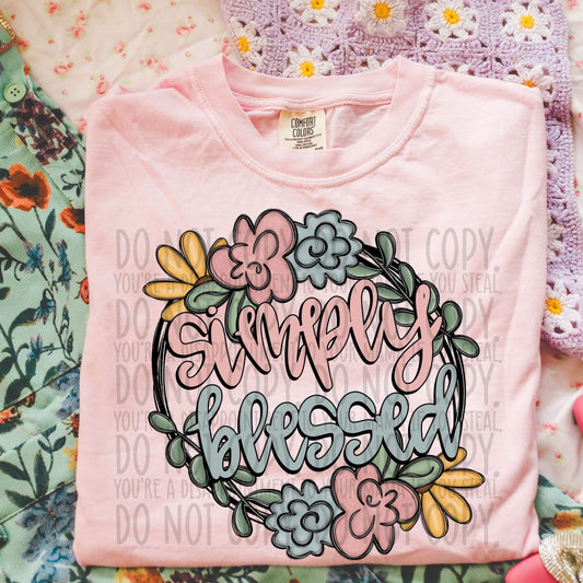 Simply Blessed Floral Circle DTF Transfer