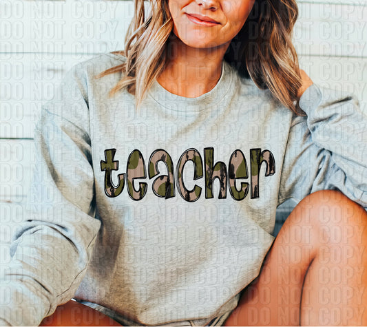 Camo Teacher Doodle DTF Transfer