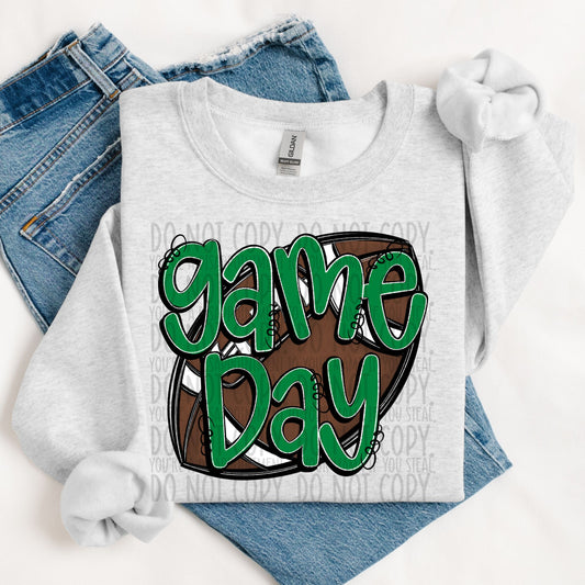 Game Day Football Kelly Green DTF Transfer