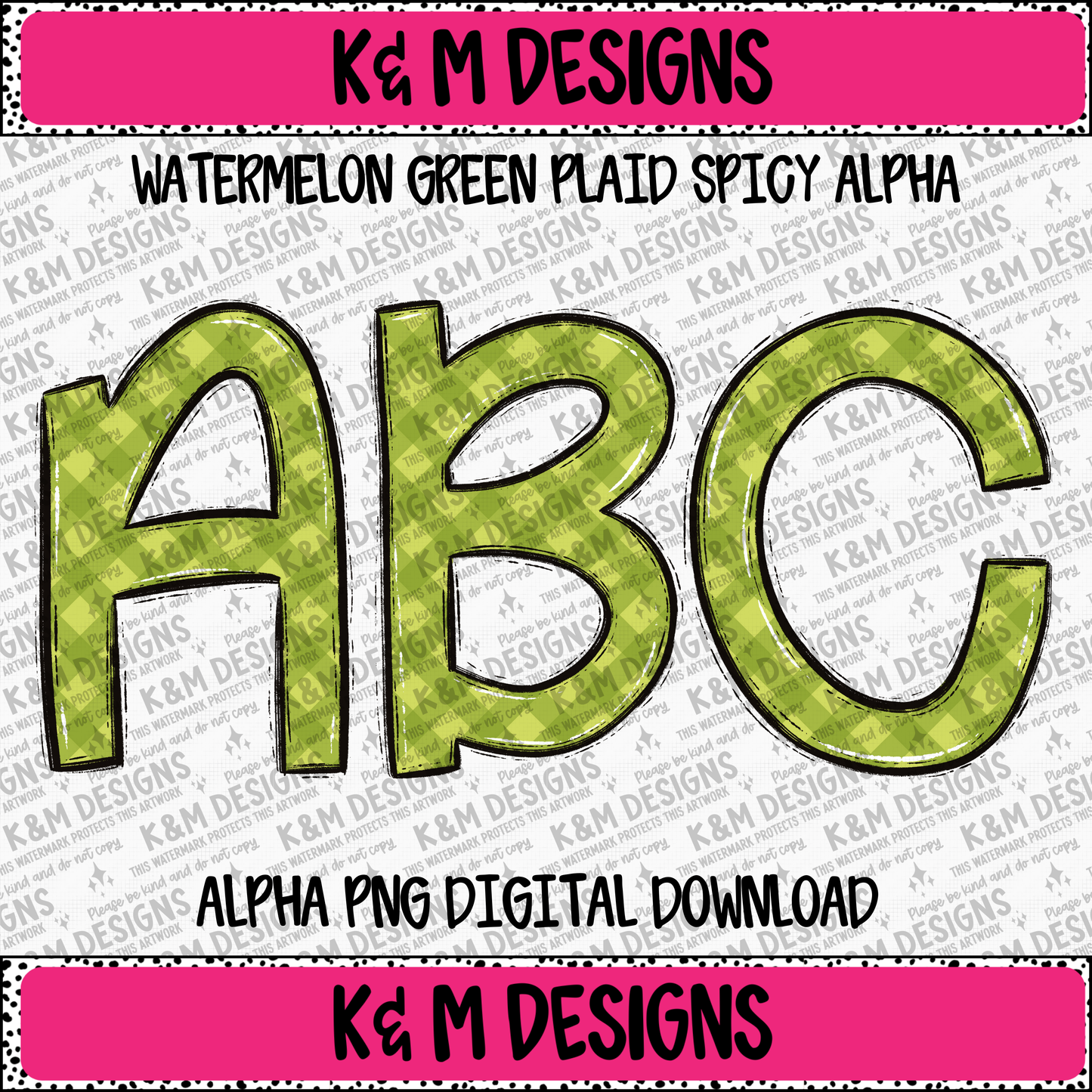 Watermelon Green Plaid Spicy Alpha PNG Set Digital Download