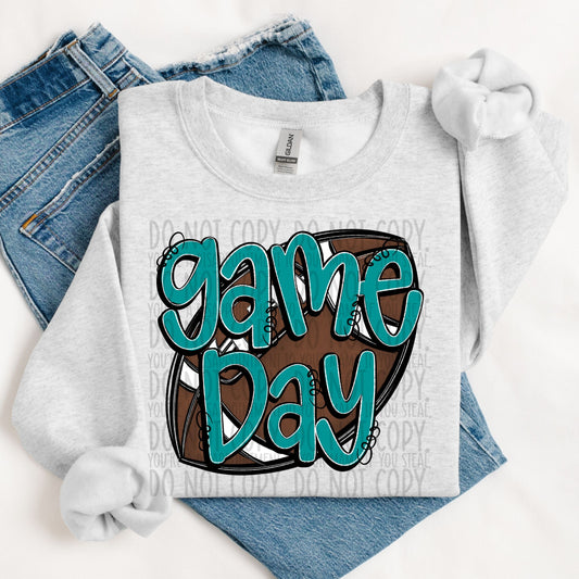 Game Day Football Teal DTF Transfer