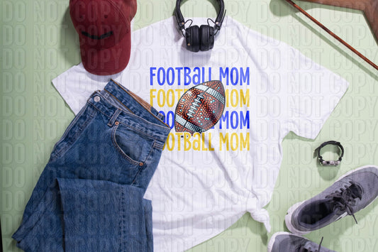 Football Mom Royal Blue Yellow DTF Transfer
