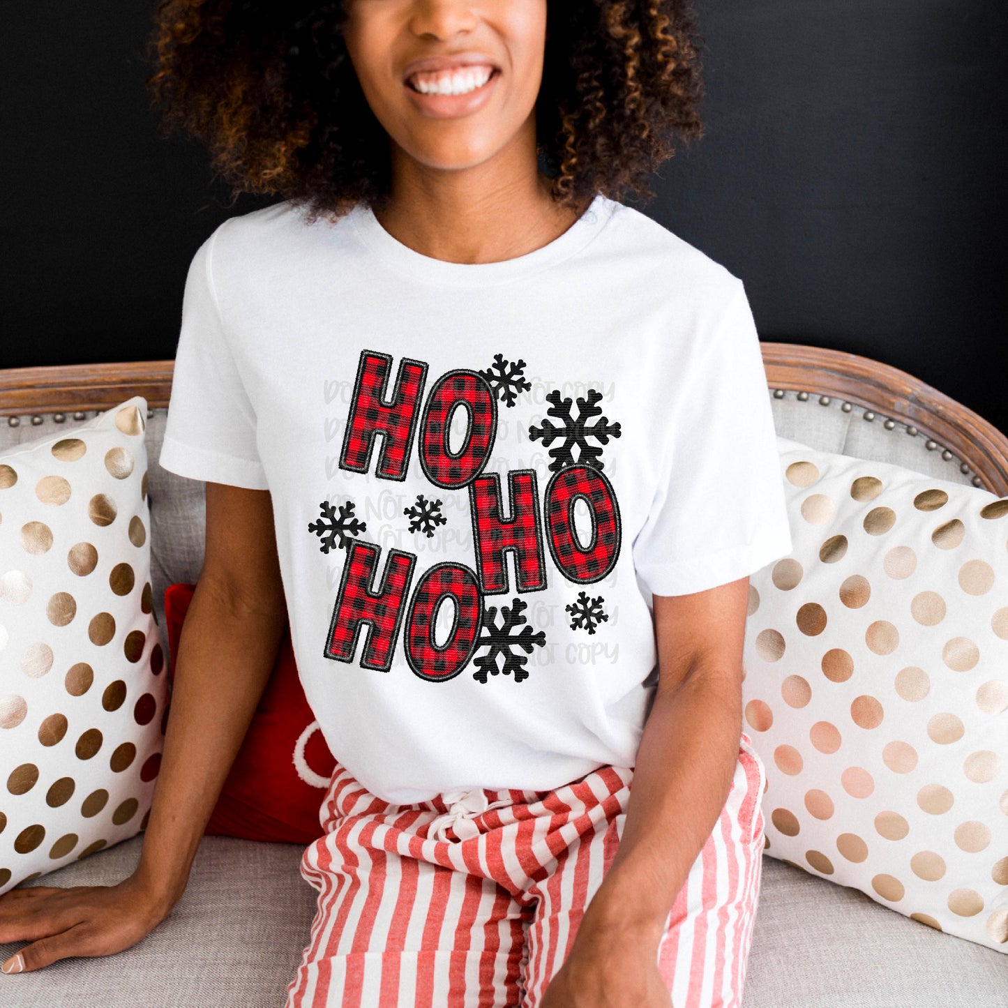 Ho Ho Ho Faux Embroidery DTF Transfer