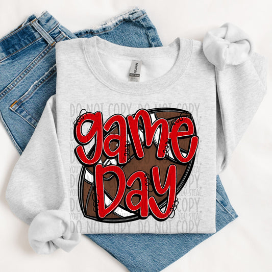 Game Day Football Red DTF Transfer