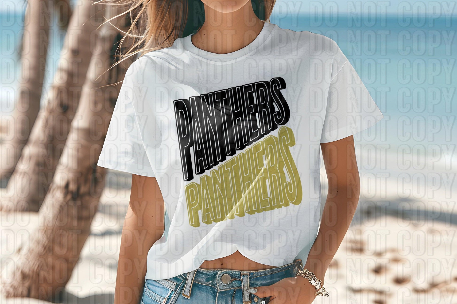 Panthers Black Vegas Gold DTF Transfer