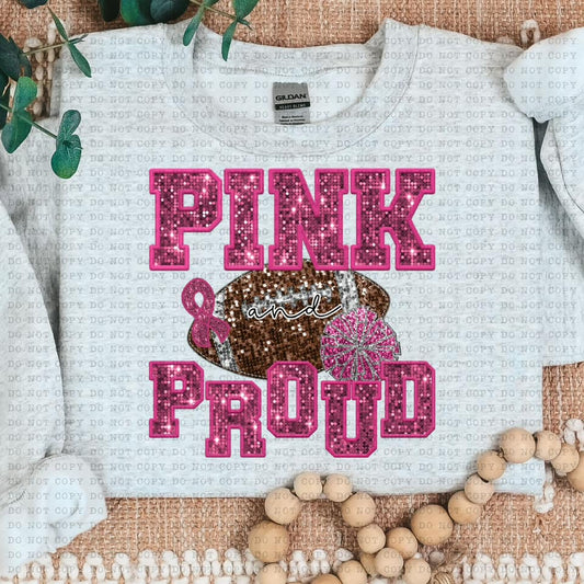 Pink and Proud NO MASCOT Sequined Faux DTF Transfer