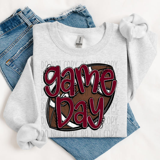 Game Day Football Maroon DTF Transfer