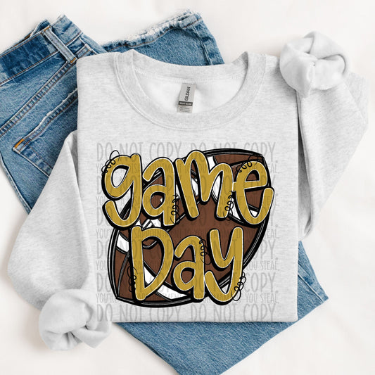 Game Day Football Vegas Gold DTF Transfer