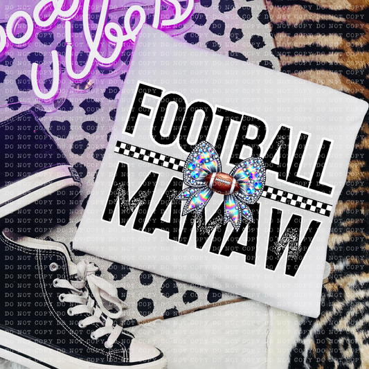 Football Mamaw Rhinestone Bow DTF Transfer