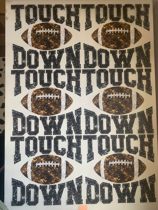 Touchdown Sequin Faux DTF Gang Sheet RTS (6 adult transfers)