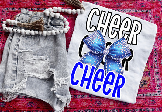 Cheer Blue Bow DTF Transfer