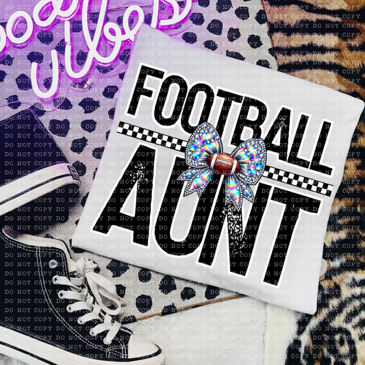 Football Aunt Rhinestone Bow DTF Transfer