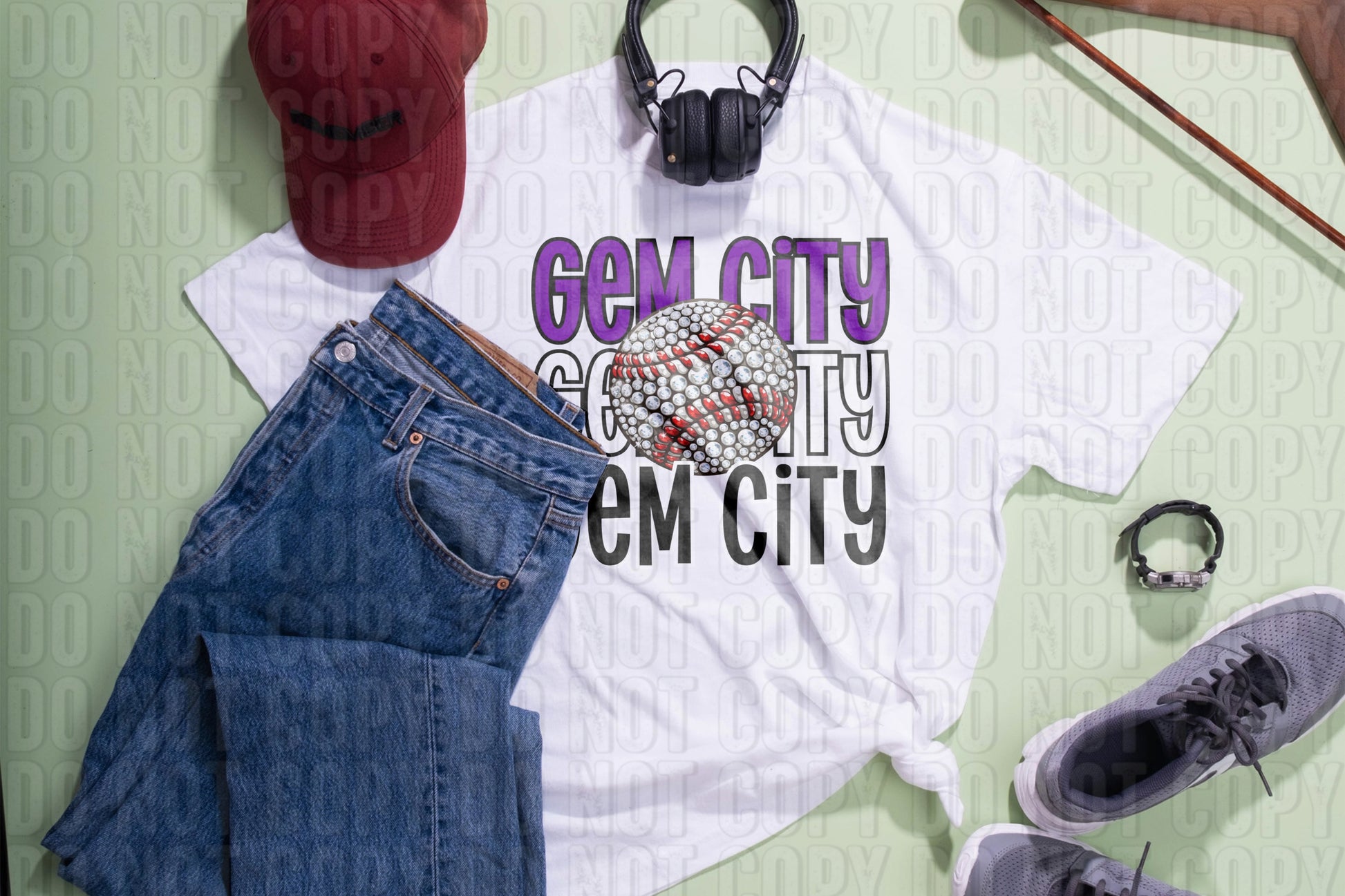 Gem City Baseball Purple Black DTF Transfer