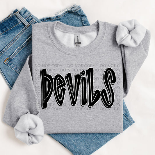 Devils Retro Doodle DTF Transfer