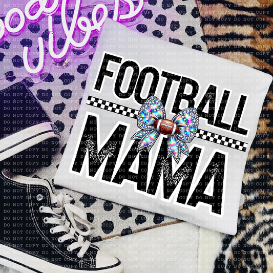 Football Mama Rhinestone Bow DTF Transfer