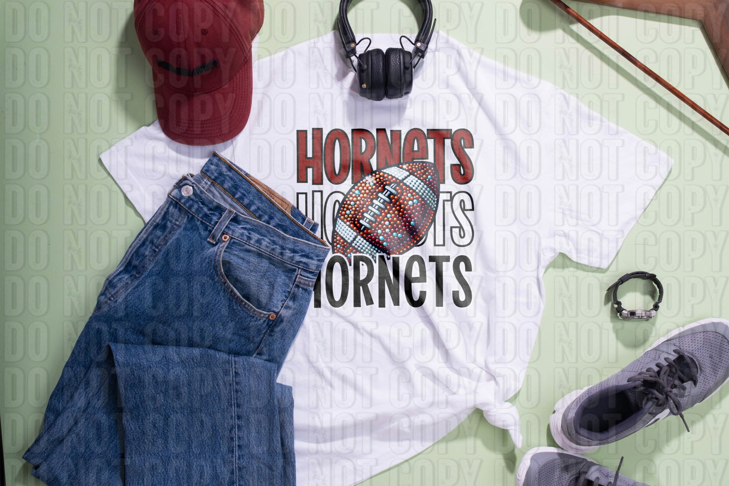 Hornets Football Maroon Black DTF Transfer