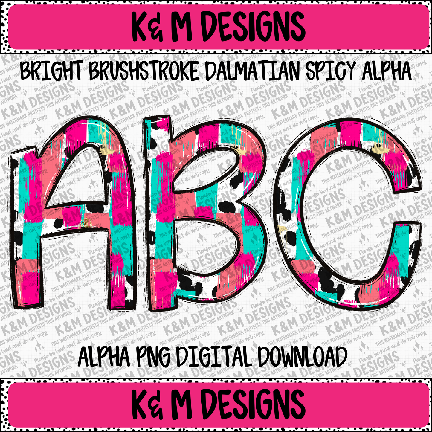 Bright Brushstroke Dalmatian Spicy Alpha PNG Set Digital Download