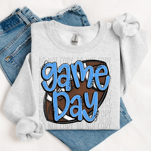 Game Day Football Columbia Blue DTF Transfer