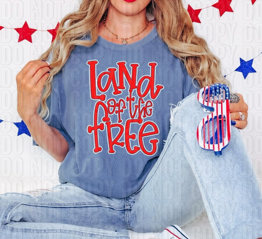 Land Of The Free Red DTF Transfer