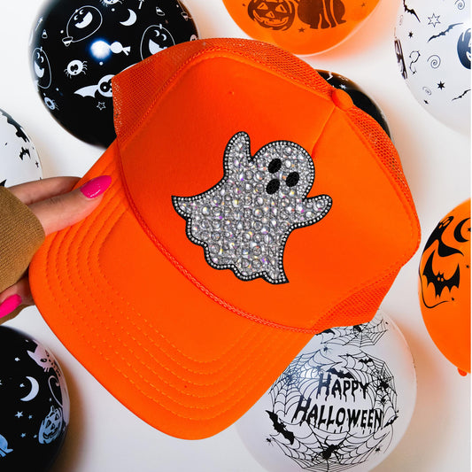 Ghost Boo Sequined Hat Patch DTF Transfer