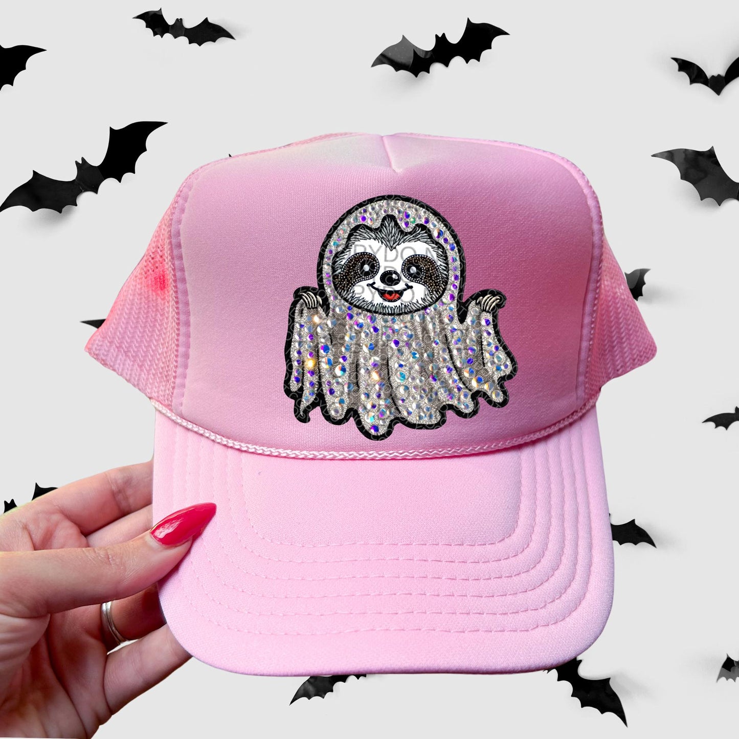 Sloth Ghost Sequined Hat Patch DTF Transfer