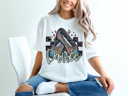 Dance Rhinestone Faux DTF Transfer