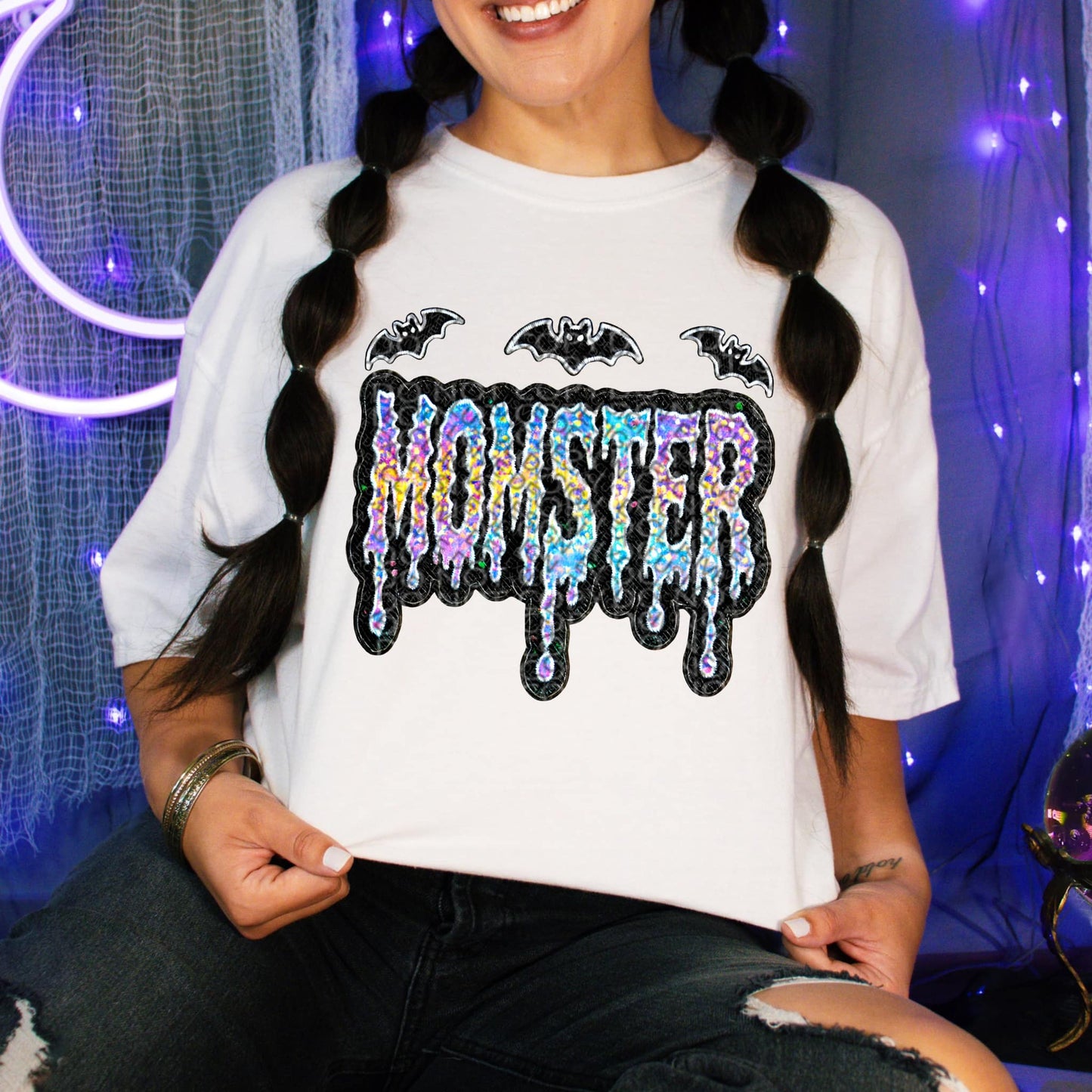 Monster Faux Embroidery DTF Transfer