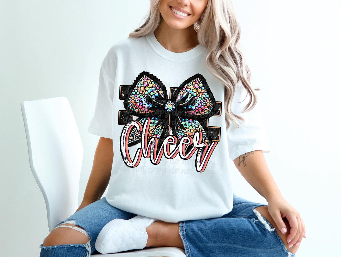 Cheer Rhinestone Faux DTF Transfer