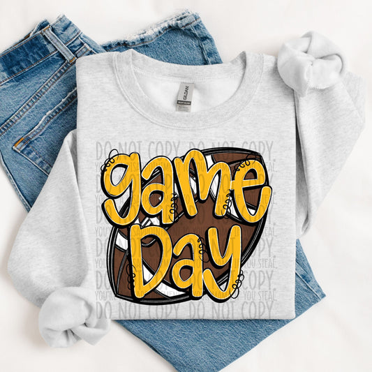Game Day Football Yellow Gold DTF Transfer