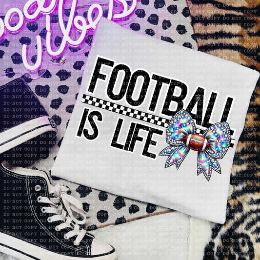 Football Is Life Rhinestone Bow DTF Transfer