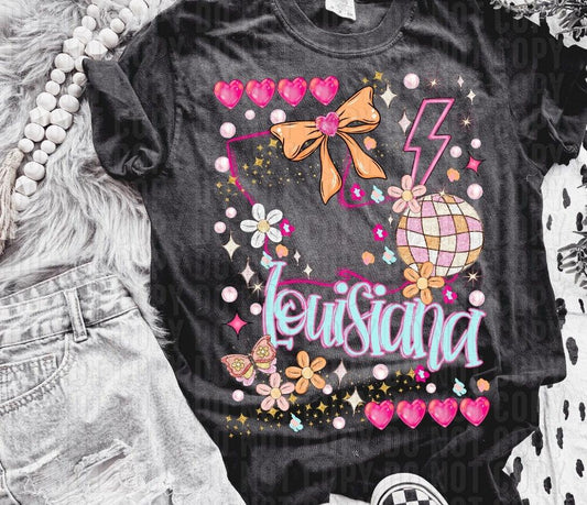 Louisiana Preppy Disco State DTF Transfer