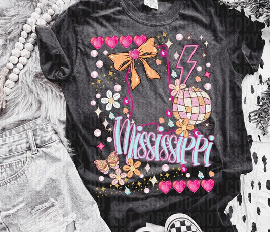 Mississippi Preppy Disco State DTF Transfer