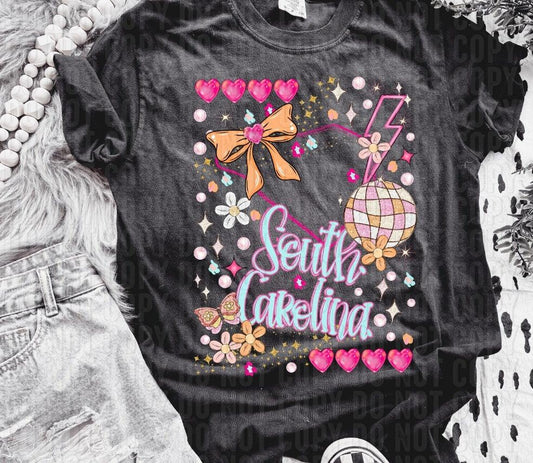 South Carolina Preppy Disco State DTF Transfer