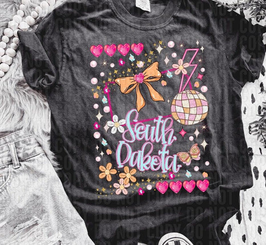 South Dakota Preppy Disco State DTF Transfer