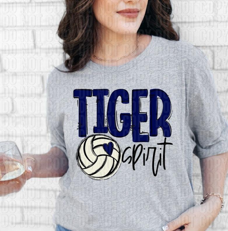 Tiger Spirit Navy Volleyball DTF Transfer