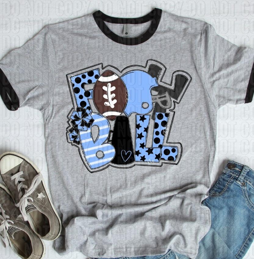 Football Columbia Blue Navy DTF Transfer